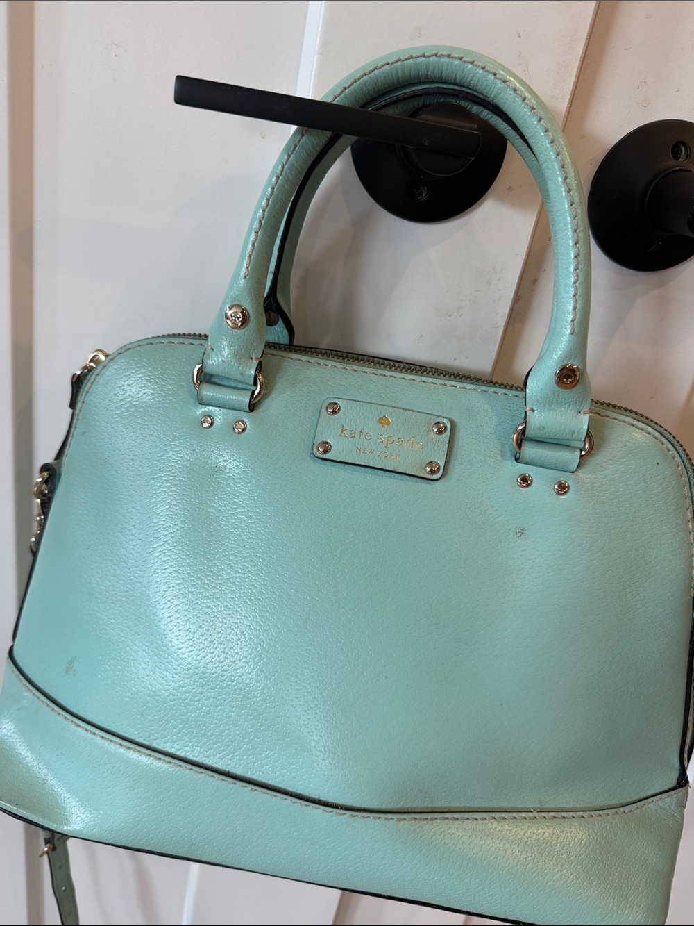 Kate Spade Mint Dome Satchel Handbag classy beach blue purse designer strap